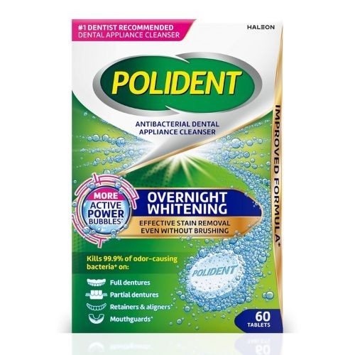 Denture Cleaner Tablets - Whitening & Antibacterial for Retainers & Mouthguards, 60 Count