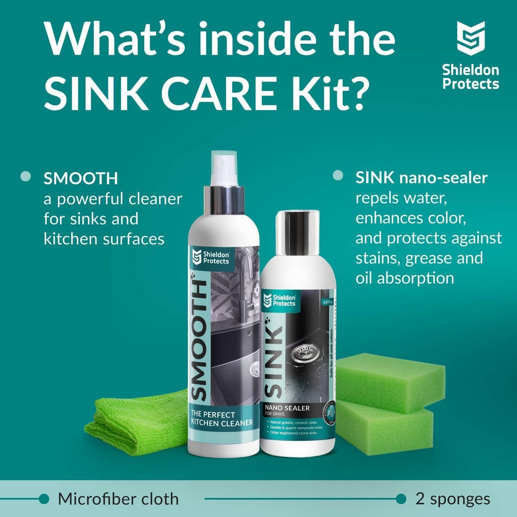 Sink Care Kit - Cleaner & Nano Sealer for Granite, Ceramic & Natural Stone Sinks