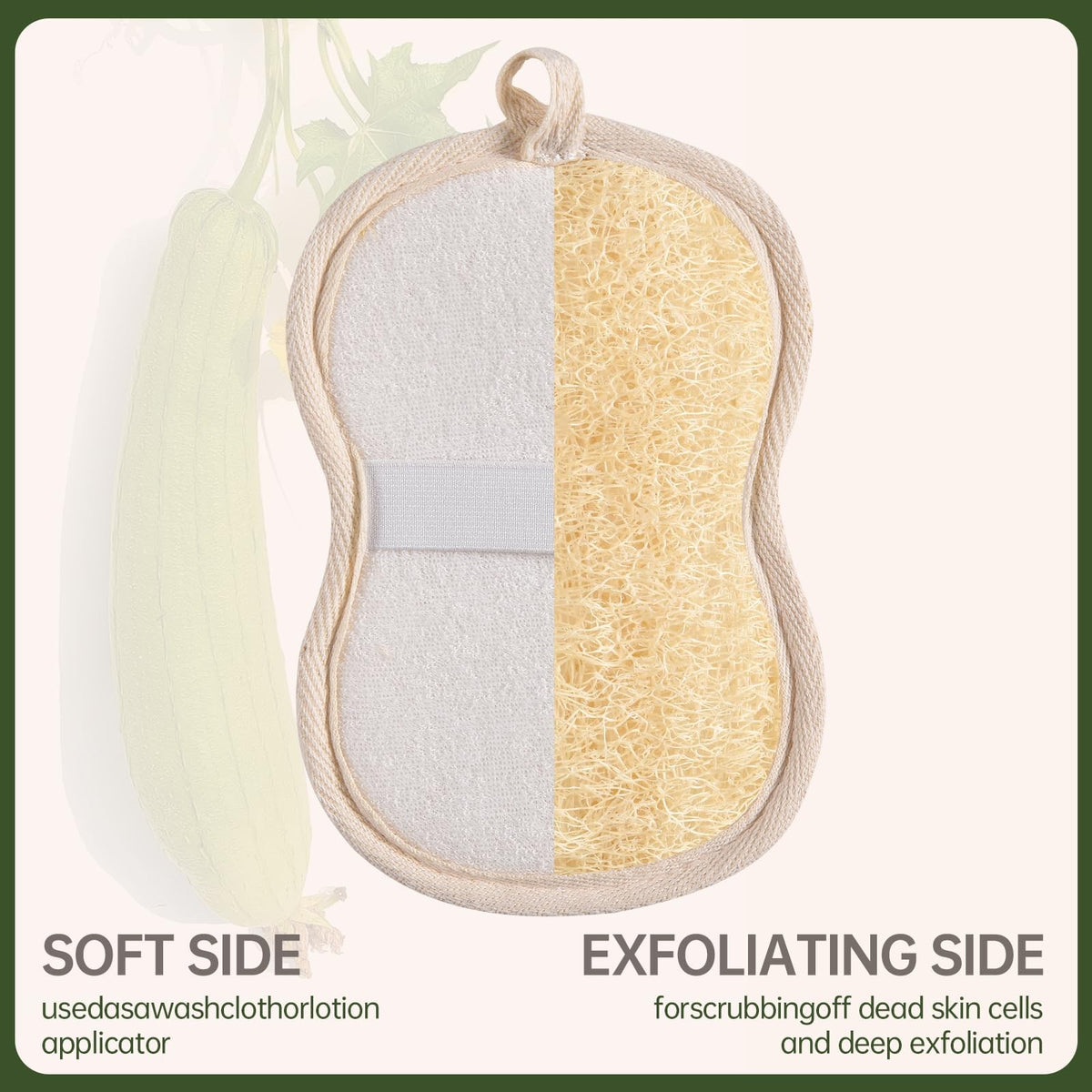 Natural Loofah Exfoliating Body Scrubber 3 Pack - Reusable & Gentle