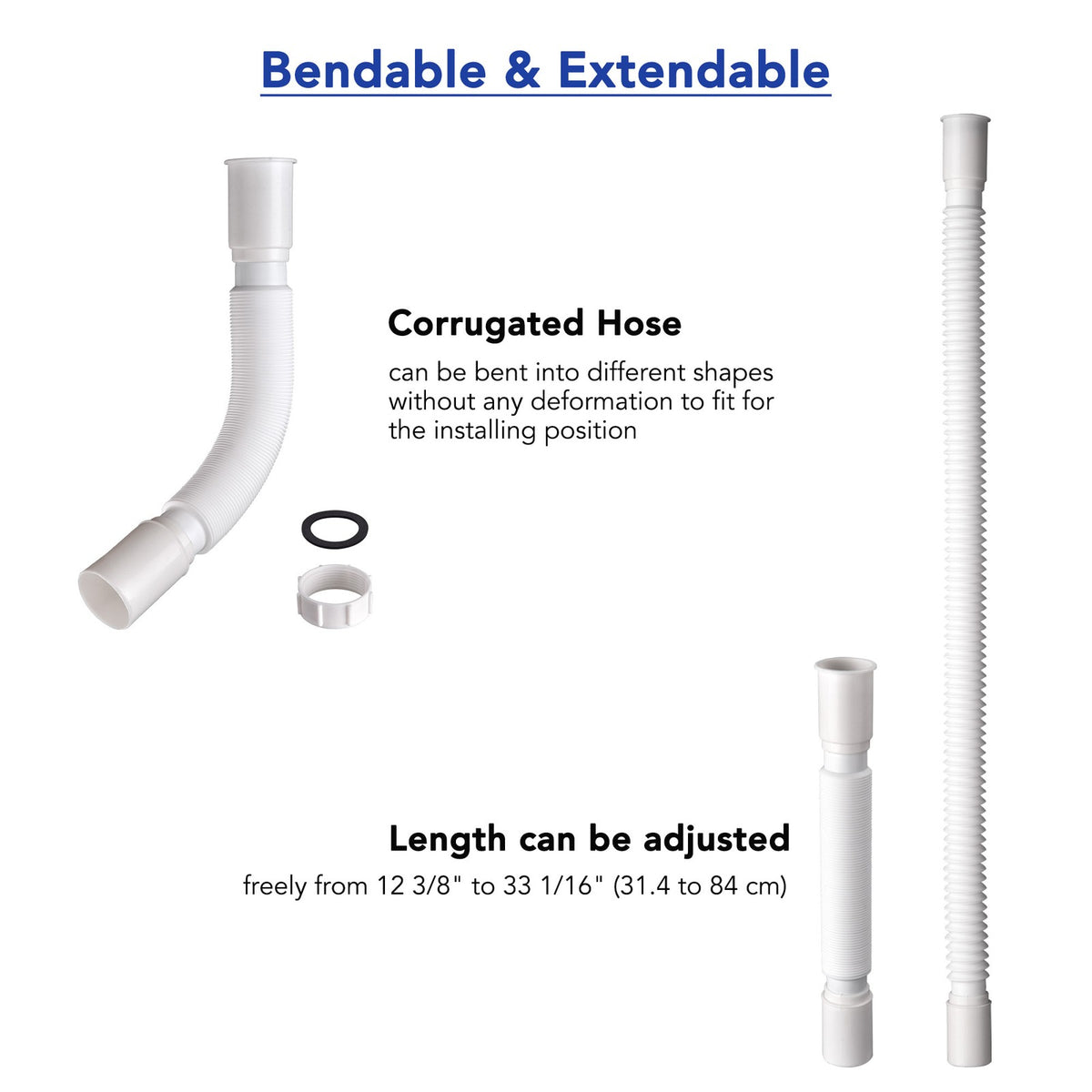 Extendable Wash Basin Drain Hose Kit for Salon Shampoo Bowls
