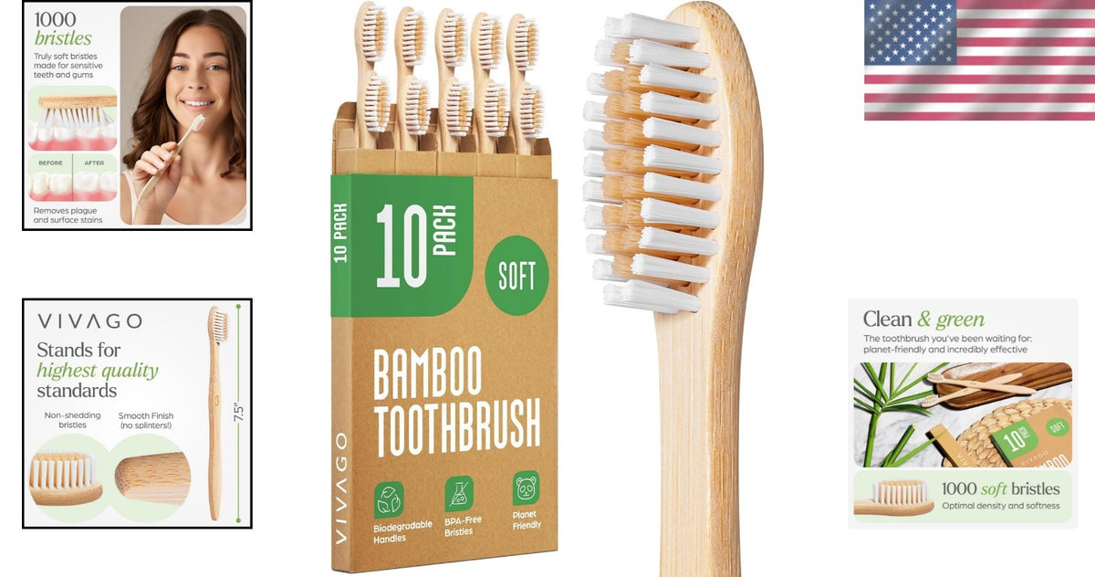 Eco-Friendly Bamboo Toothbrush Set - Soft Bristles for Family Oral Care