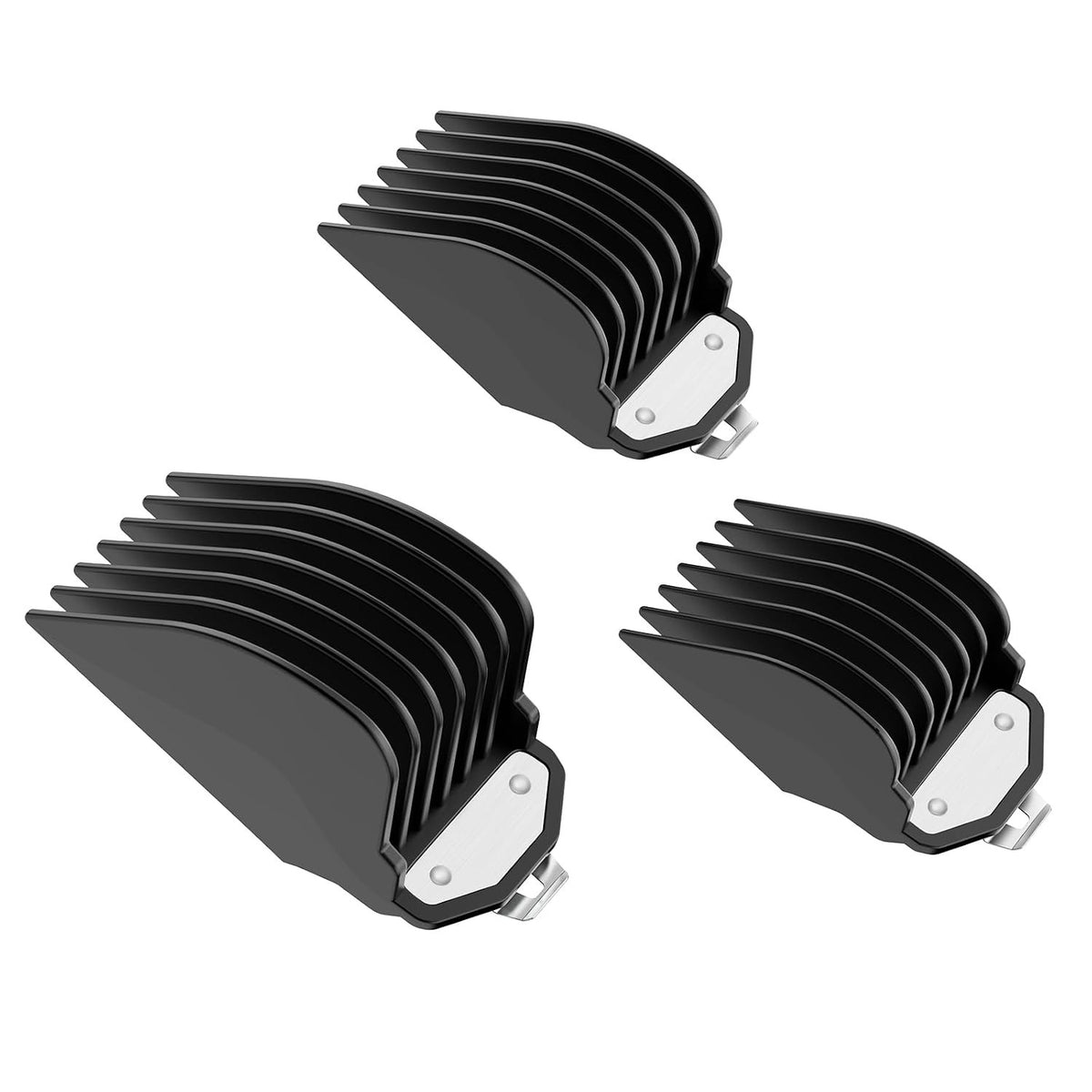 Clipper Guard Set for Wahl Hair Clippers - 3 Sizes with Metal Clips - Black