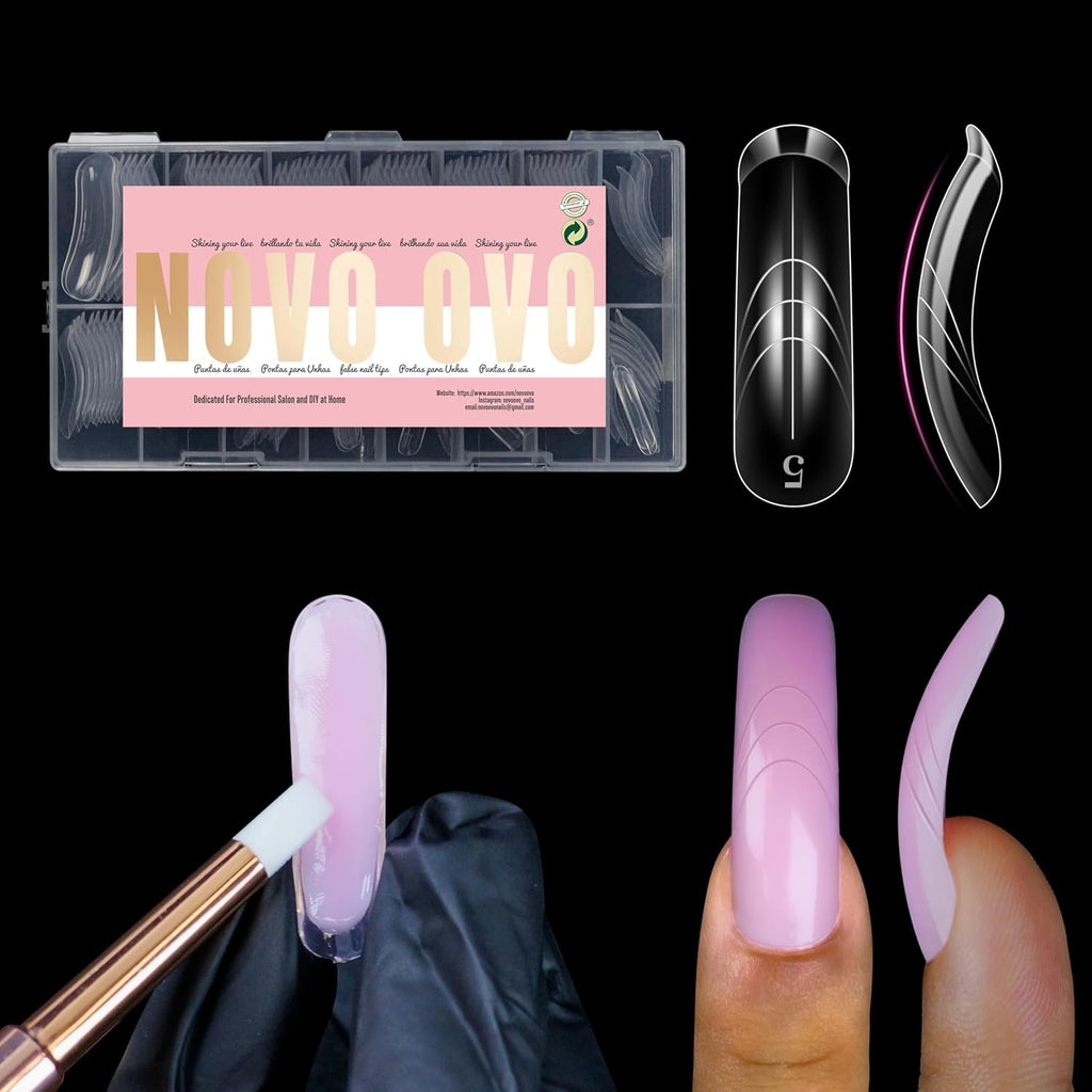 13-Pack Curved Square Nail Dual Forms for Poly Gel Extensions - French & Custom Shapes