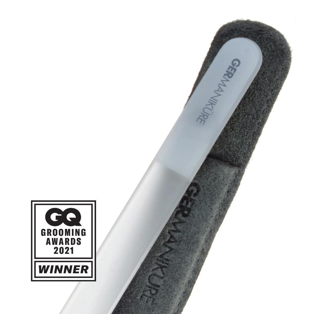 Genuine Crystal Glass Nail File Set in Leather - 3 Pieces