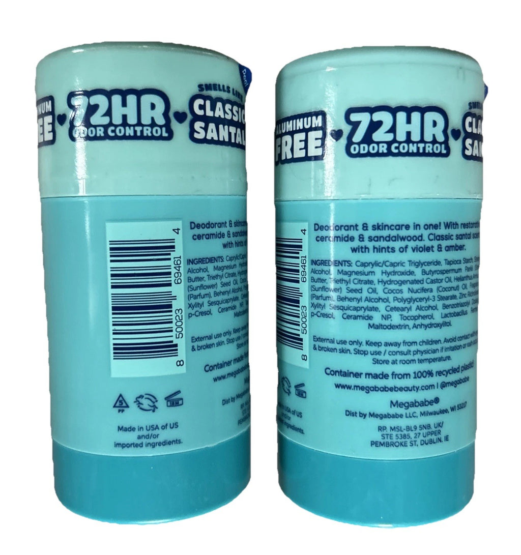 2-Pack Megababe Santal Deodorant - 72 Hour Odor Protection, 2.6oz