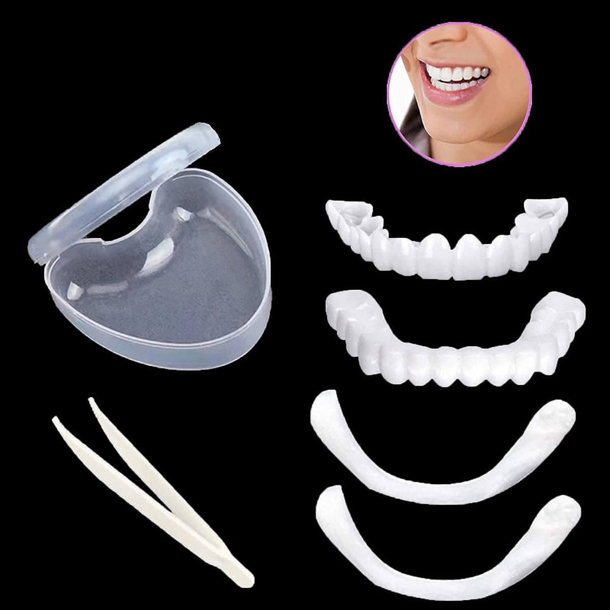 Instant Smile Dental Veneers Set - Upper and Lower Fake Teeth for Cosmetics & Orthodontics
