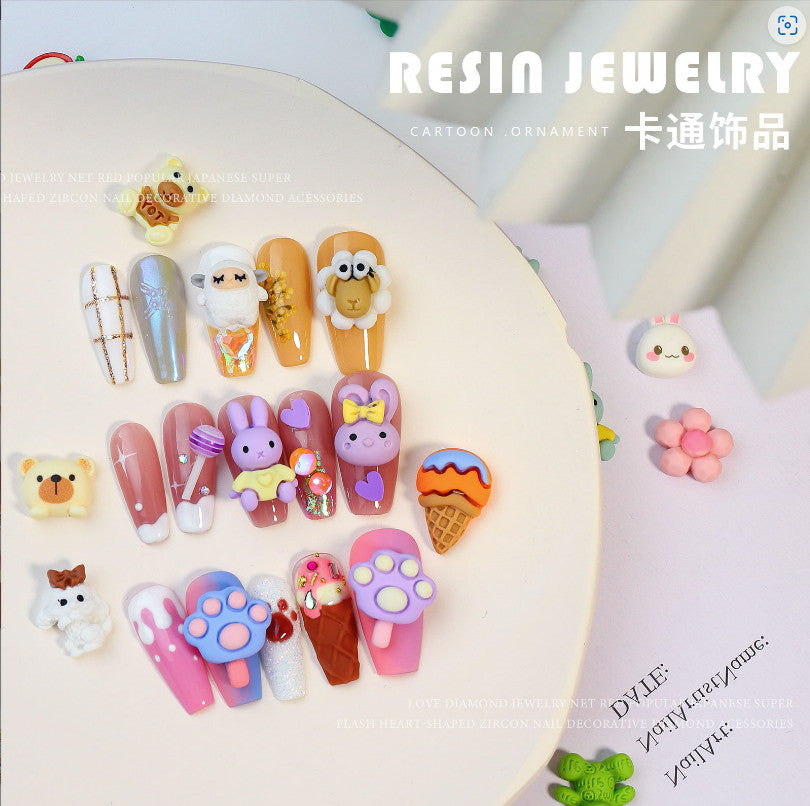 20Pcs Cartoon Resin Nail Art Ornaments for Manicure & Craft Projects