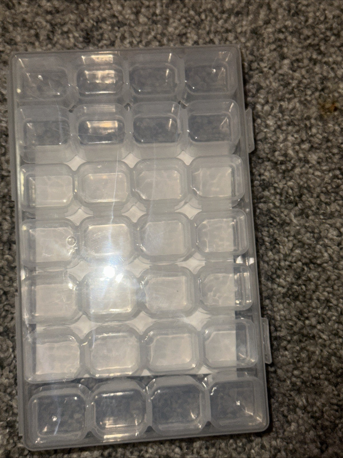 (2 Pack) 28-Grid Nail Art Storage Box with Clear Compartments & Labels, Rhinestones Organizer