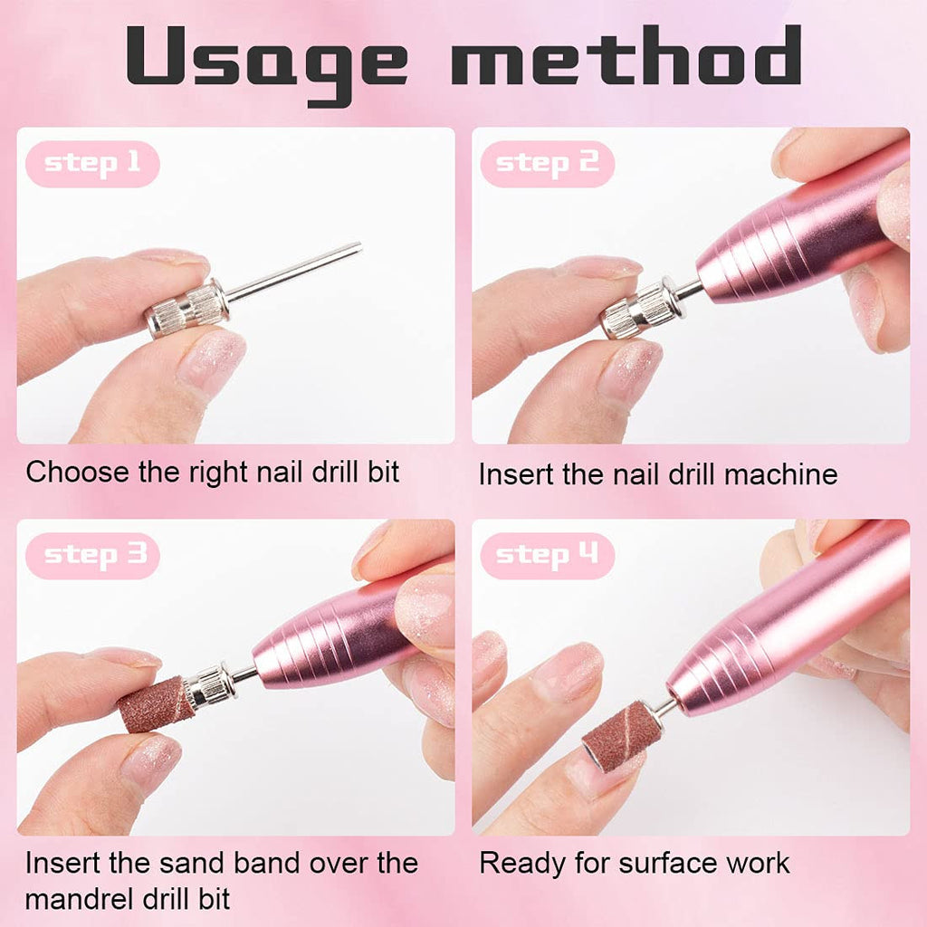 Nail Drill Bits Set - 10 Sanding Bands with 3/32 Inch Shank for Manicure & Pedicure