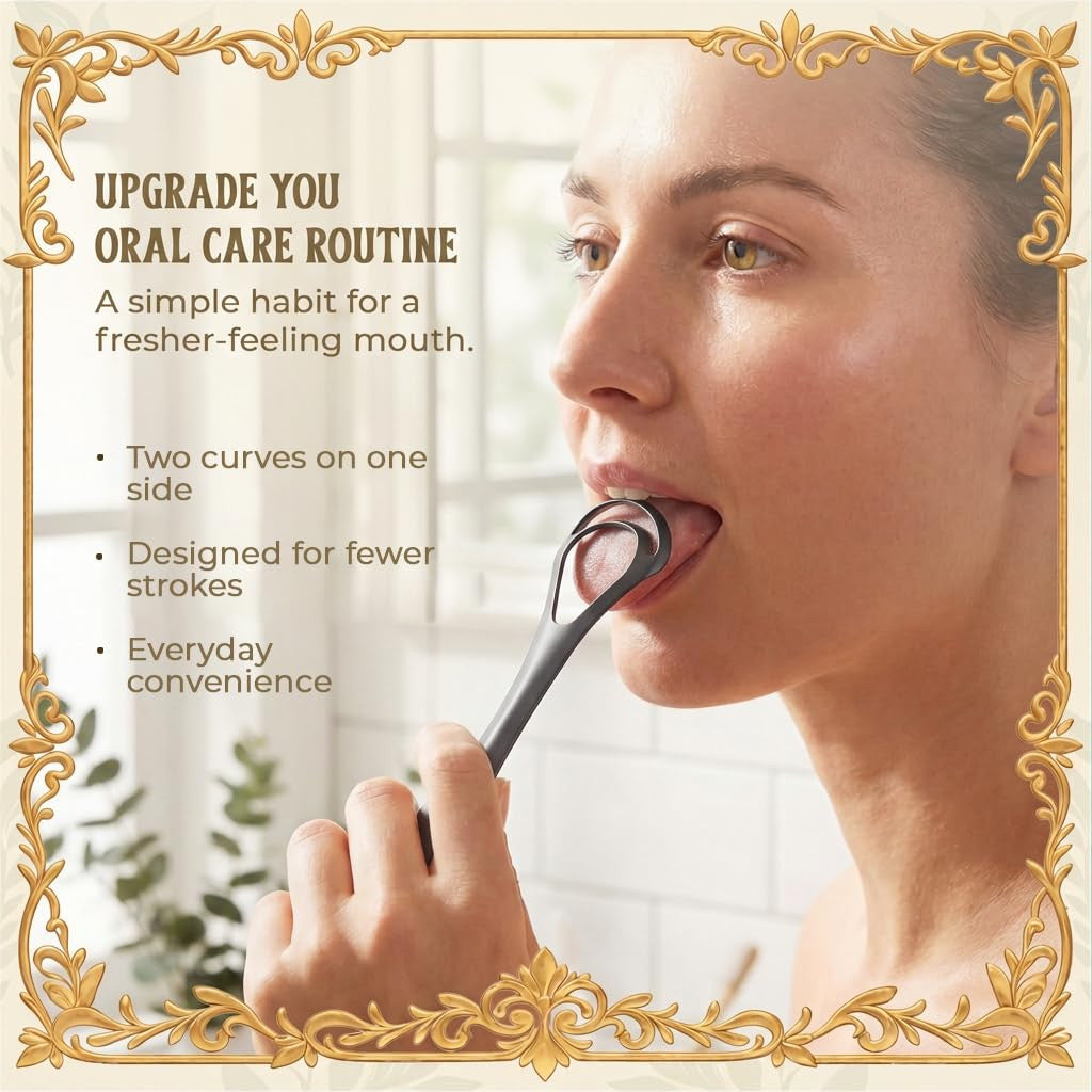 Stainless Steel Tongue Scraper with Cases - 2 Pack, Oral Hygiene Tool