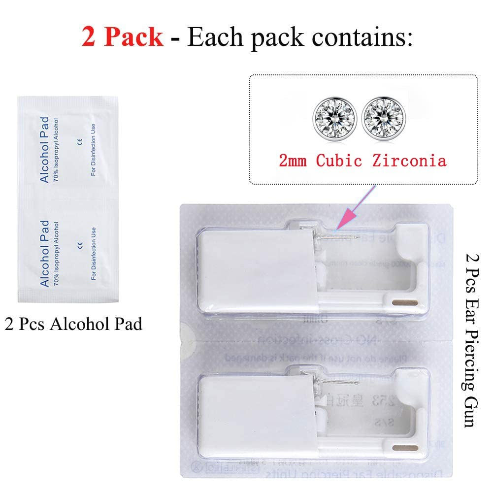 Disposable Ear Piercing Gun Kit for Cartilage – 2 Pcs, Painless Home Use