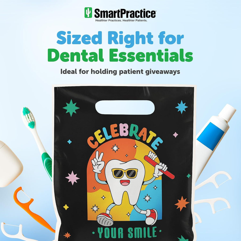 Dental Goodie Bags 100 Pack - Kids & Adults Oral Care Gift Bags with Handles