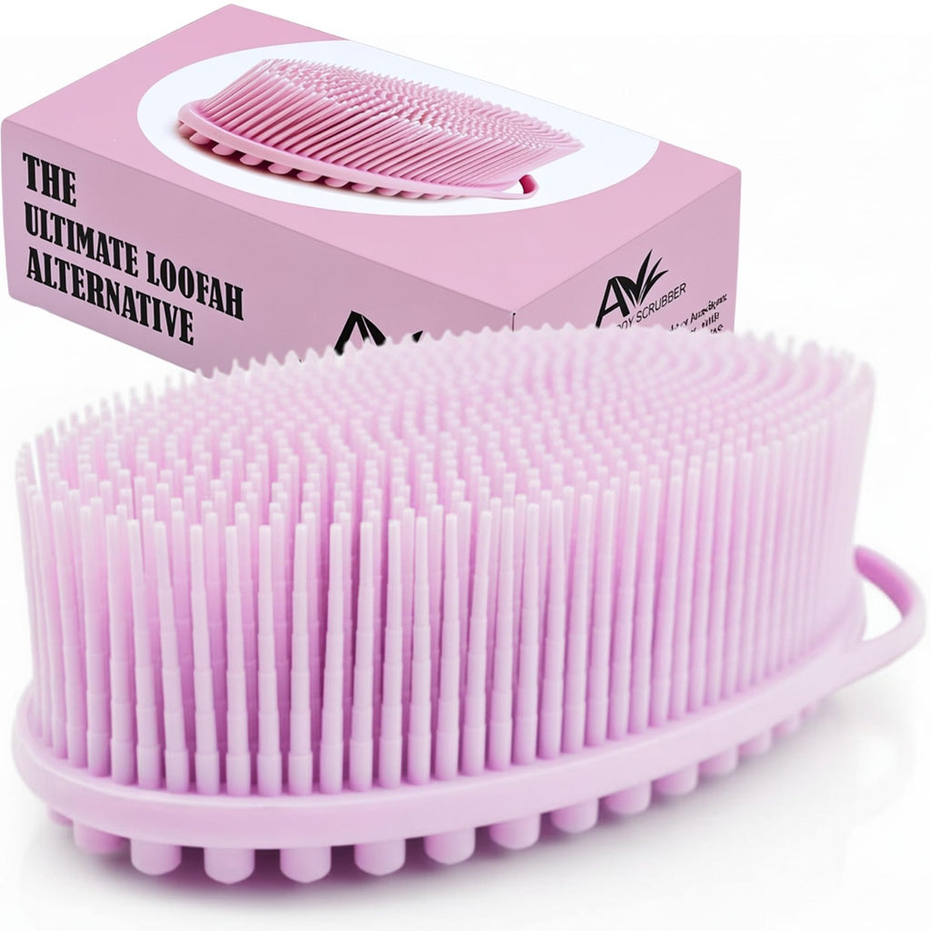 Dual Sided Silicone Body Scrubber - Exfoliating Bath Brush for Sensitive Skin