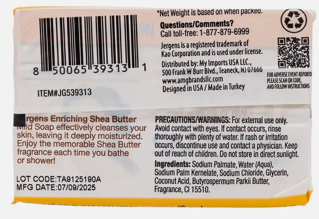 Jergens Shea Butter Mild Soap Bars - Enriching Skin Care, 3 oz, Pack of 40