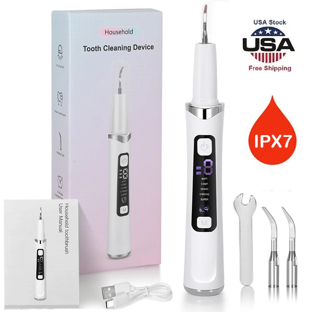 Ultrasonic Dental Tartar Plaque Remover with LED Light & Adjustable Modes