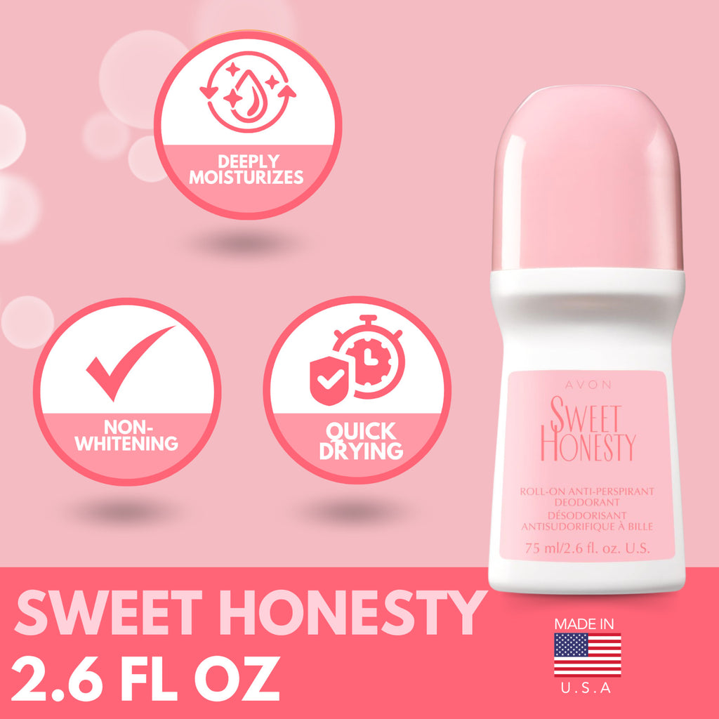 Avon Sweet Honesty Roll-On Deodorant 2.6 Fl Oz - Long-Lasting Feminine Freshness