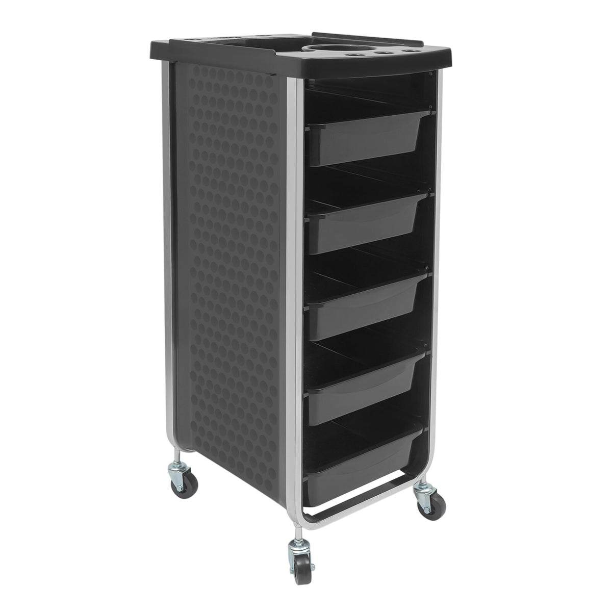 Salon Trolley Cart with 5 Drawers and Dryer Holder, Black