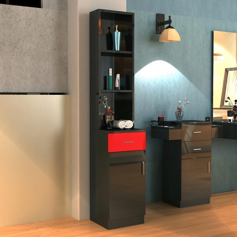 Density Board Wall Mount Salon Storage Cabinet with Shelves & Drawer