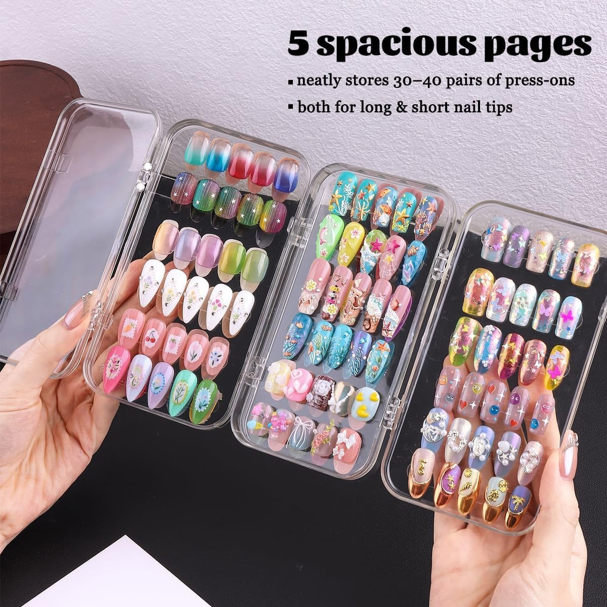 Press On Nail Organizer Case - Compact Clear Acrylic Storage for Nail Tips