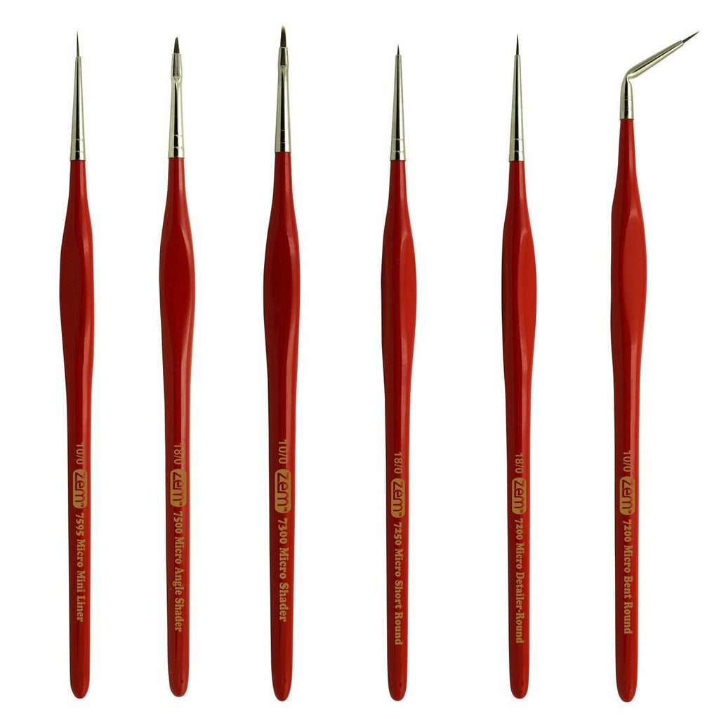 Micro Paint Brush Set 6 Pcs Fine Detail Brushes for Miniatures & Crafts