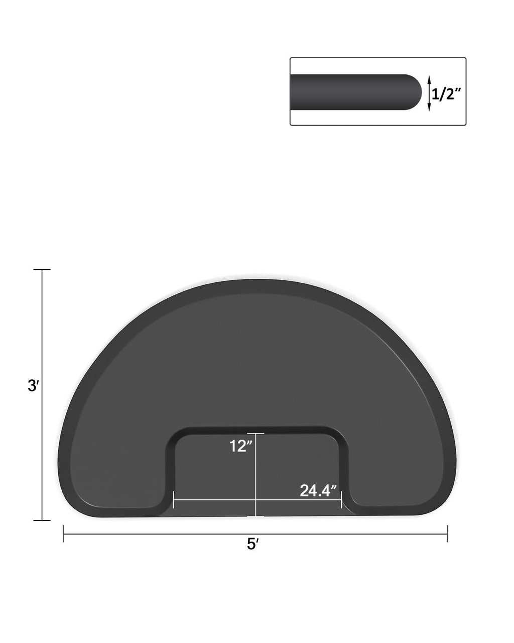 Anti-Fatigue Salon Chair Floor Mat 3x5 Feet Waterproof Non-Slip 1/2" Thick
