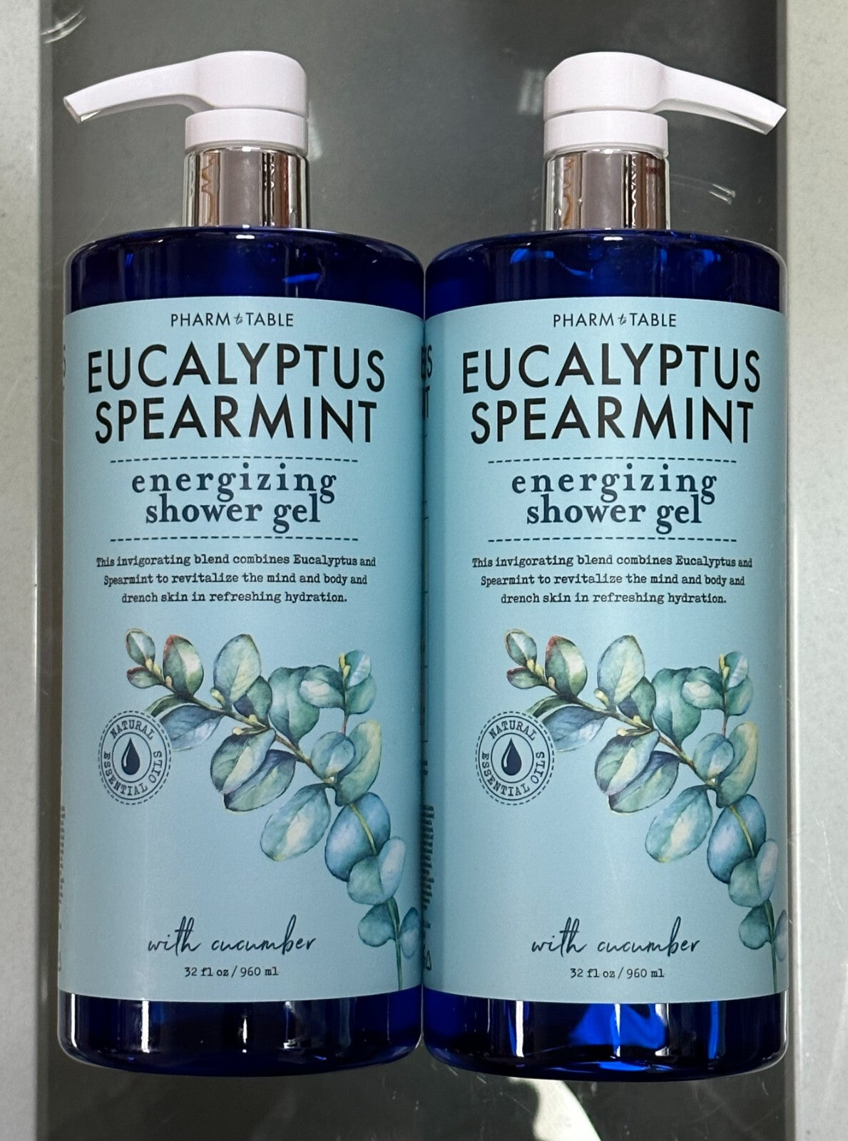 (2-Pack) Energizing Eucalyptus Spearmint Shower Gel with Cucumber - Refreshing Hydration