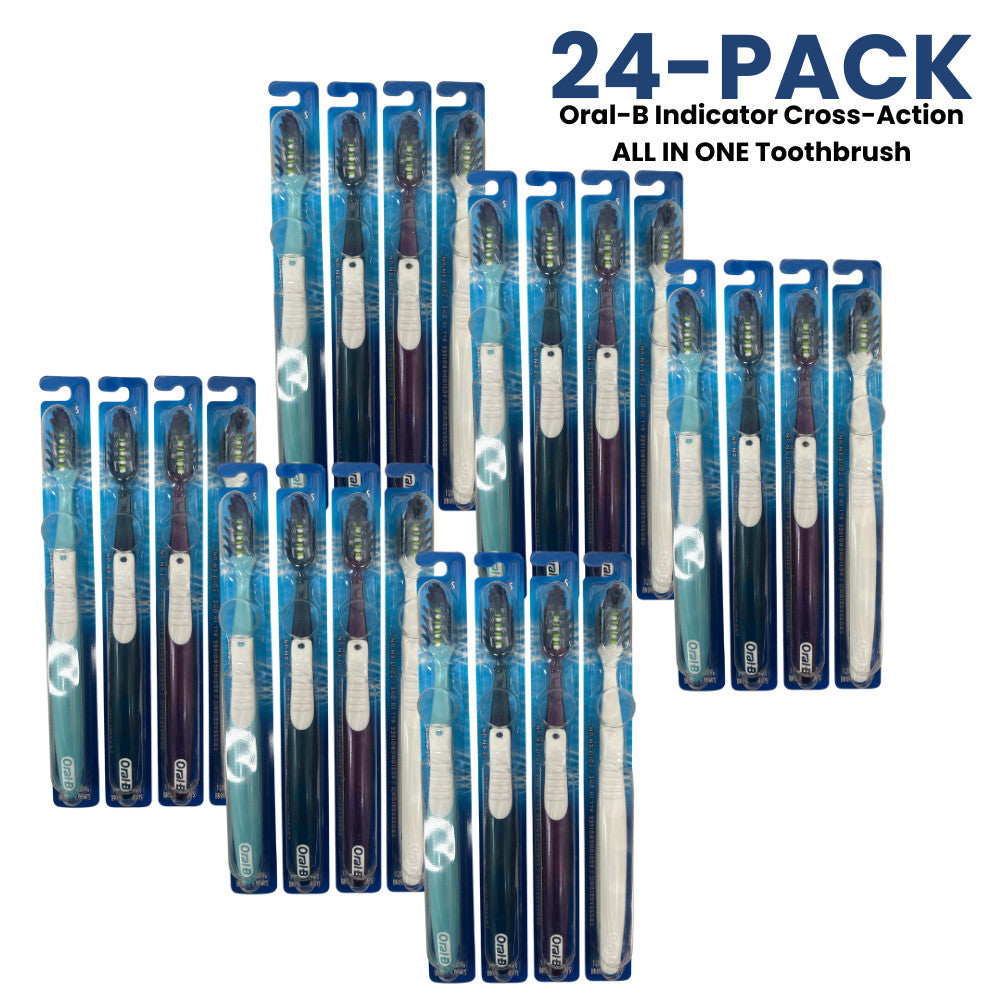 24 Pack Soft Manual Toothbrushes - CrossAction Plaque Removal & Gingivitis Reduction