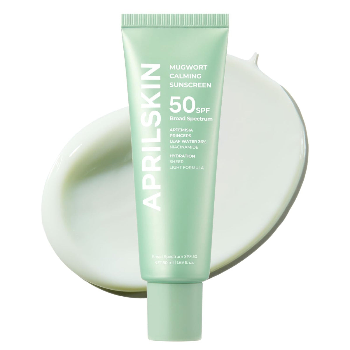 SPF 50 Sunscreen Serum with Mugwort for Sensitive Skin - Lightweight, Non-Greasy Sun Protection