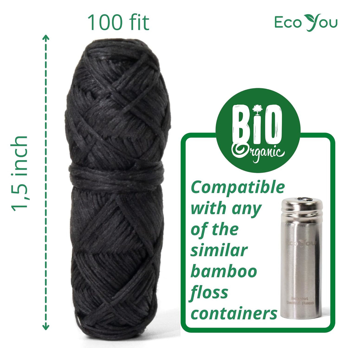 Biodegradable Dental Floss Refill Pack - Mint & Candelilla, 4x100 ft