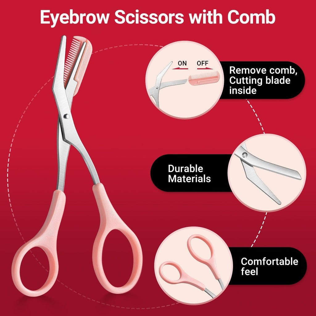 8-Piece Eyebrow & Facial Hair Grooming Kit with Tweezers, Trimmer & Razor