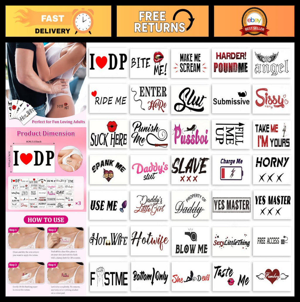 105-Piece Temporary Tattoos for Adults – Fun, Safe & Waterproof Sticker Set