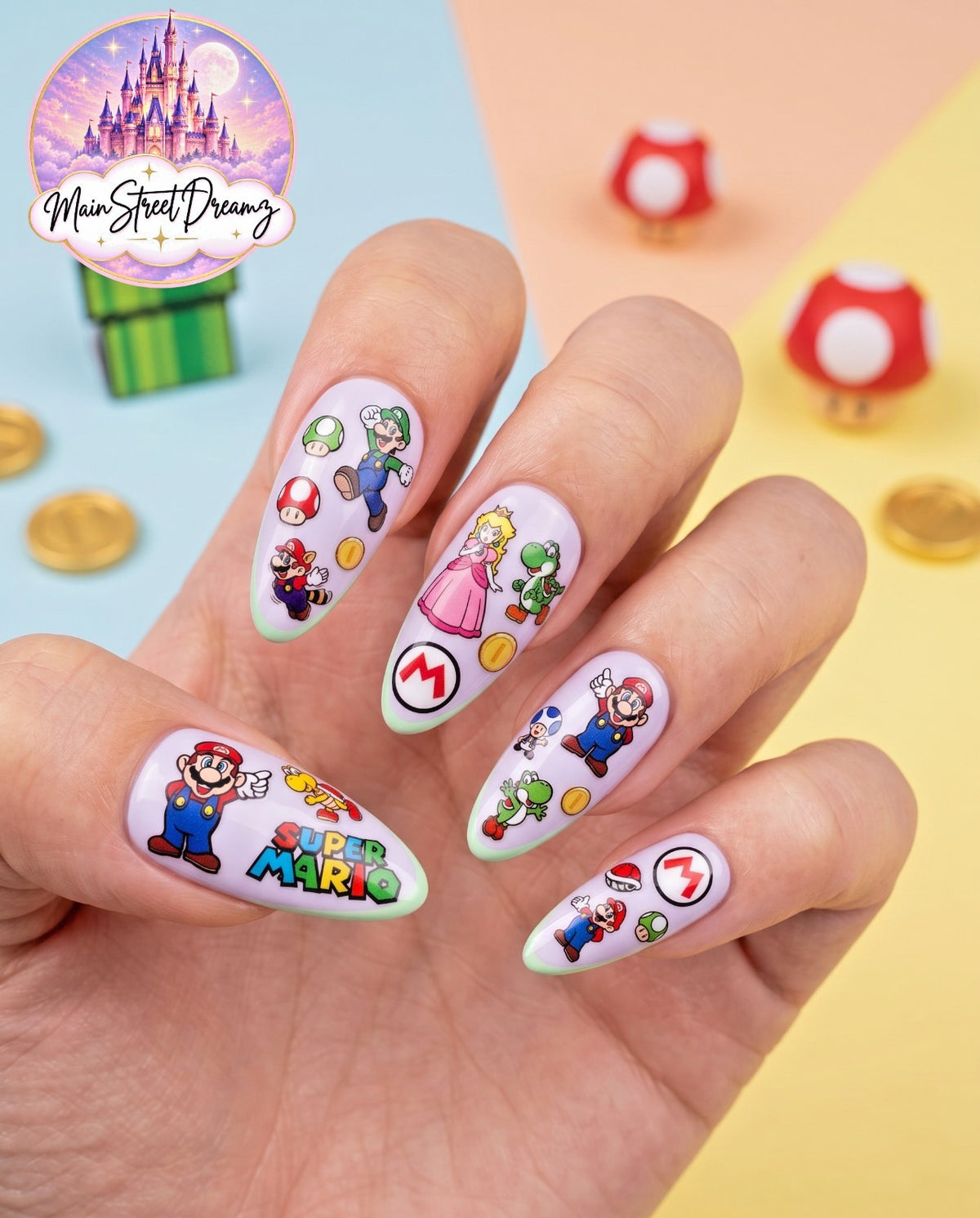 3D Super Mario Nail Stickers Set - Fun Themed Nail Art Decals