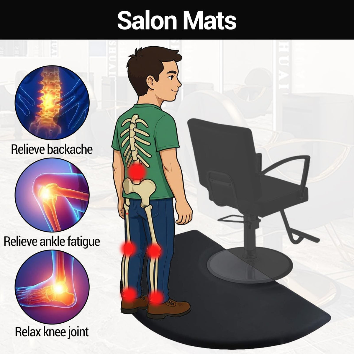 3ft x 5ft Salon Anti-Fatigue Standing Mat for Hair Stylist & Barber