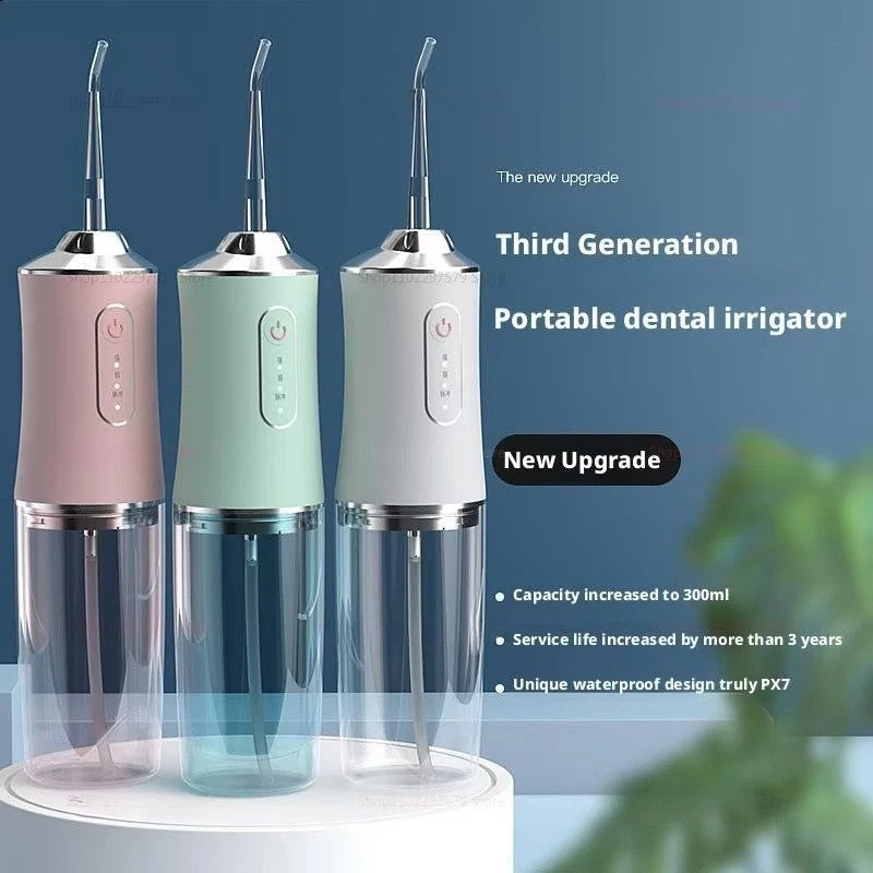 Cordless Water Flosser Dental Oral Irrigator Travel Teeth Cleaner - 3 Modes, 4 Tips