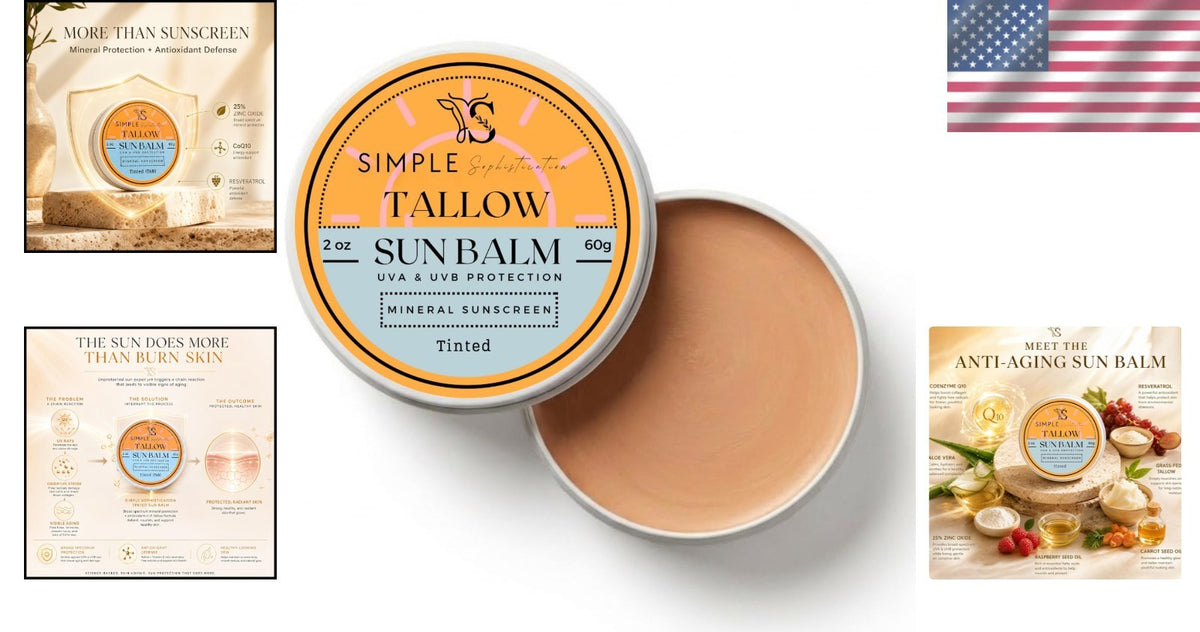 Reef Safe Tinted Sunscreen SPF 50+ with Tallow & CoQ10 - 2 oz Daily Use