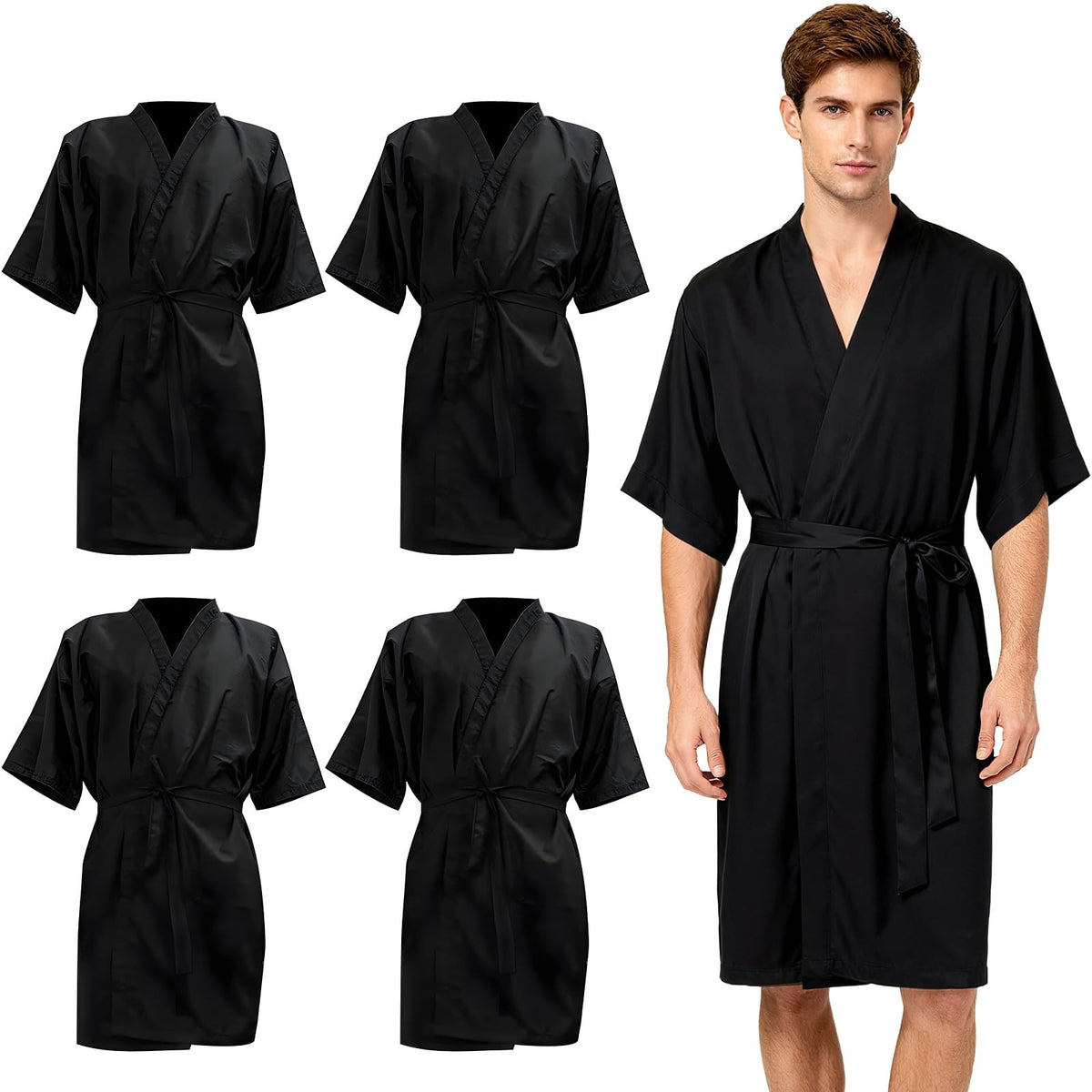 Black 4 Pack Salon Hair Cutting Capes with Adjustable Tie - 40 Inch