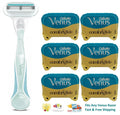 Gillette Venus Olay Razor Blade Refills 5-Blade Moisture Cartridges - Pack of 6 + Free Handle