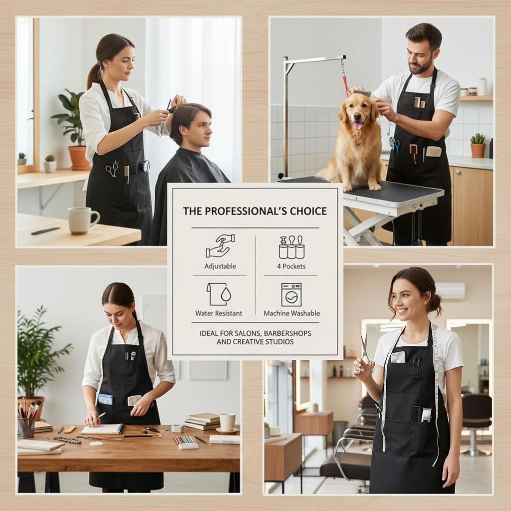 Hair Stylist Apron with 4 Pockets Waterproof Barber Apron for Hairdressers