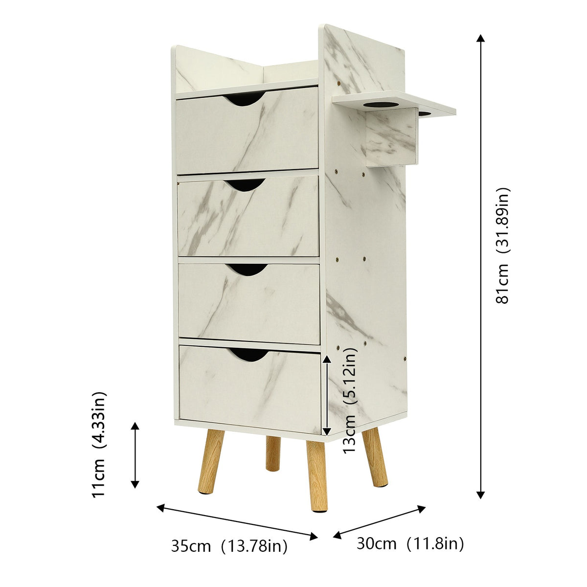 Salon Storage Cabinet with 4 Drawers and Hair Dryer Holders - Modern Style