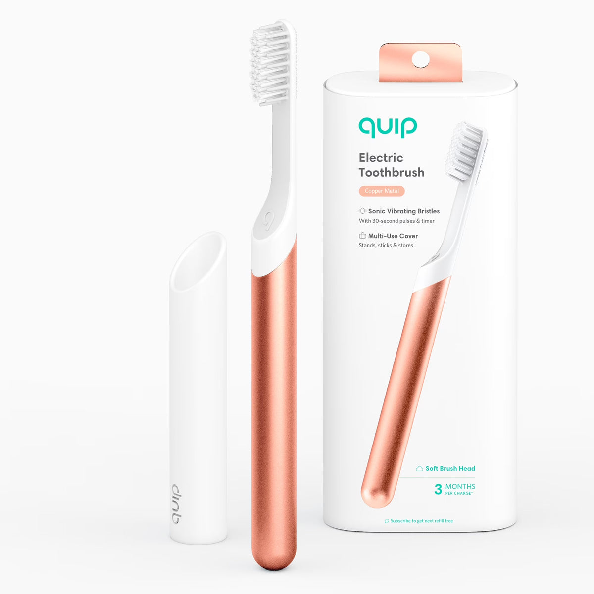 Electric Toothbrush for Adults Sonic Copper Metal Soft Bristles