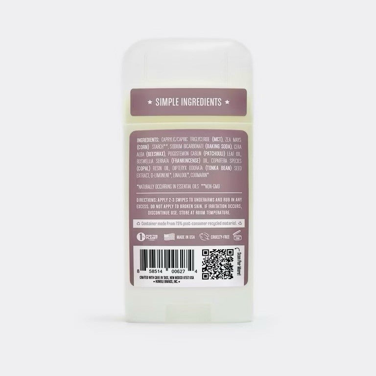 Aluminum-Free Deodorant Patchouli & Copal Natural Unisex 2.5oz