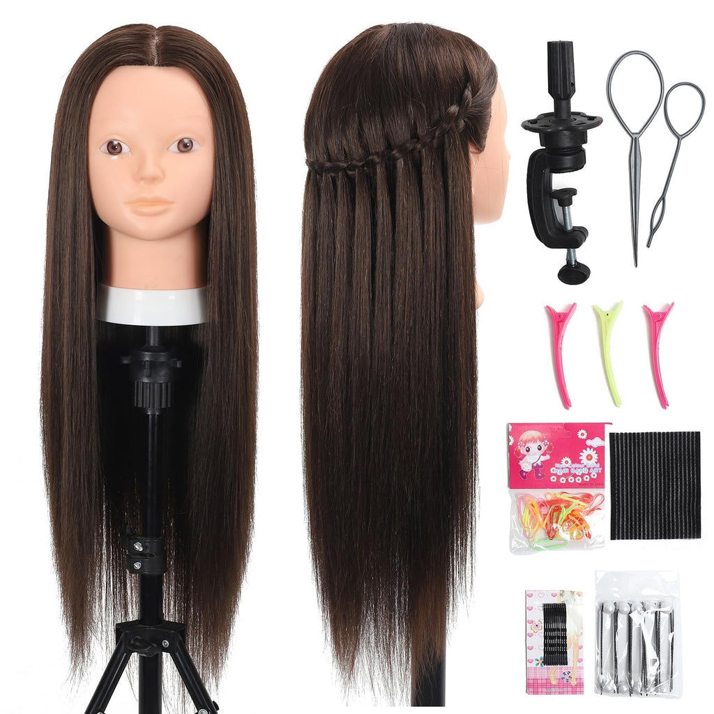 26-Inch Mannequin Head with 80% Human Hair for Hair & Makeup Practice