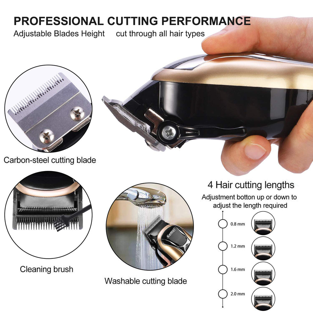 Cordless Hair Clipper Kit for Men & Barbers - Rechargeable & Adjustable