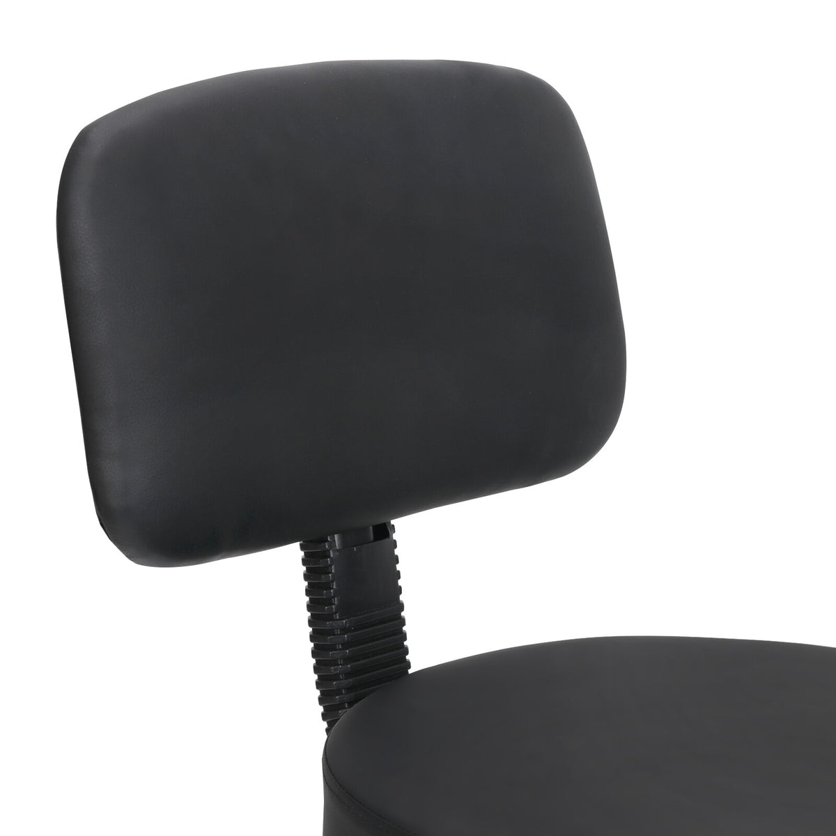 Adjustable Hydraulic Salon Stool with Backrest & Swivel Casters - Black