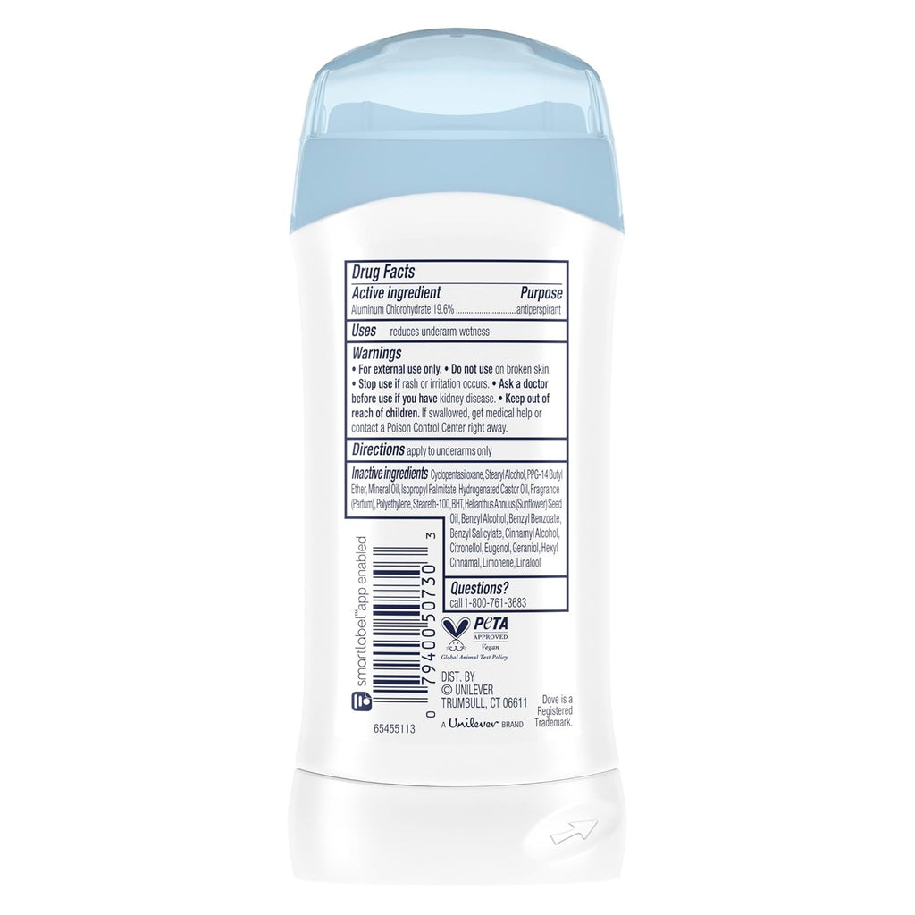 Dove Invisible Solid Antiperspirant Deodorant Stick for Women - 2.6 oz Pack of 2