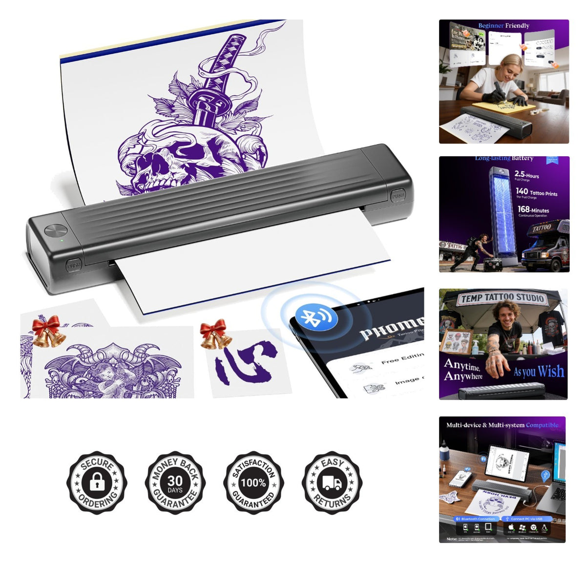 Tattoo Stencil Printer Kit for Beginners – Bluetooth Temporary Tattoo Printer for Practice