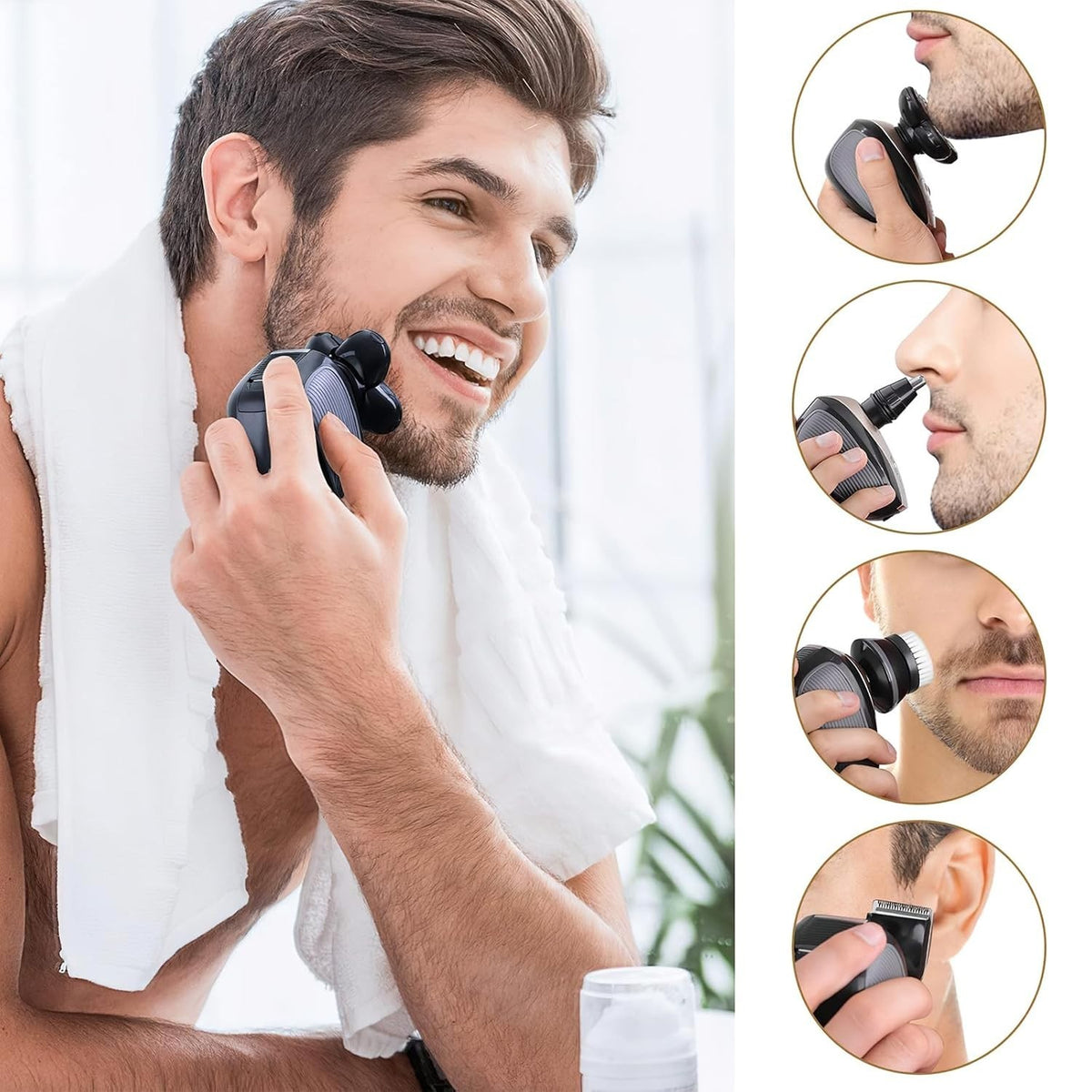 Rechargeable Waterproof Bald Shaver with 5D Floating Heads - Men’s Grooming Tool