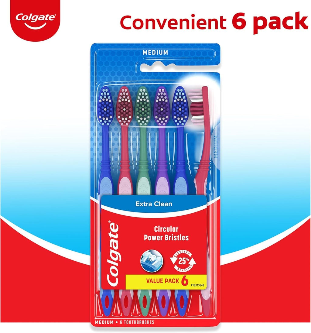 Medium Bristle Toothbrushes Pack of 6 for Superior Oral Hygiene