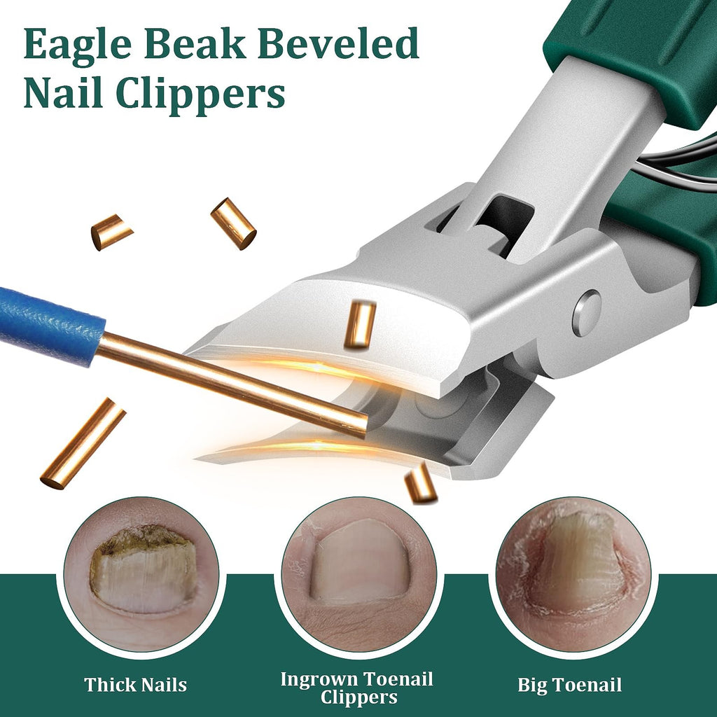 Eagle Beak Beveled Nail Clippers for Thick & Ingrown Nails - Sharp Stainless Steel