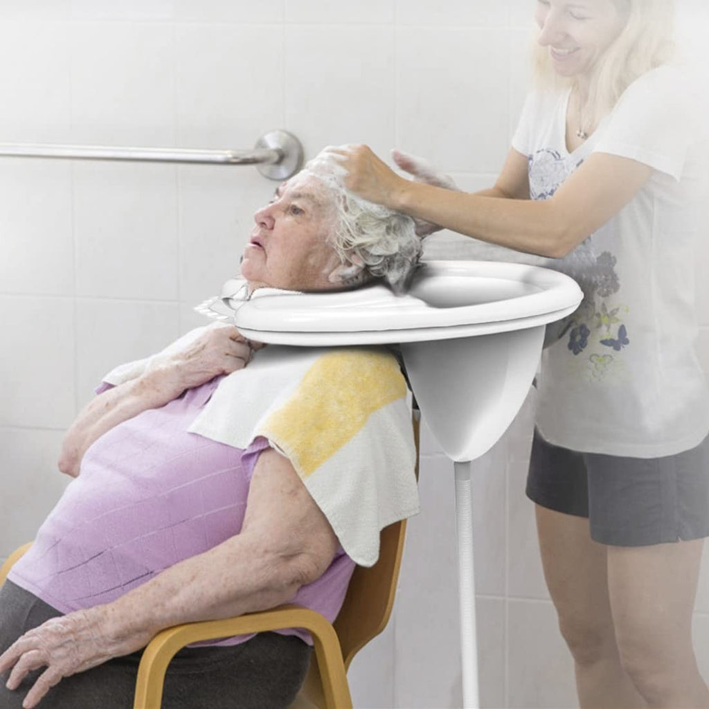 Portable Inflatable Shampoo Basin for Bedridden, Seniors, Handicapped - Includes Air Pump